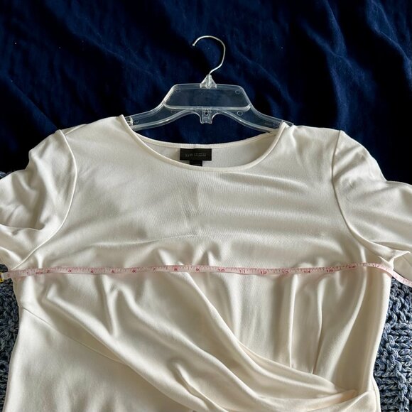 J. Jill Wearever Top Cream Ivory Draped Ruched Waist Round Neck Size Small - Picture 10 of 10